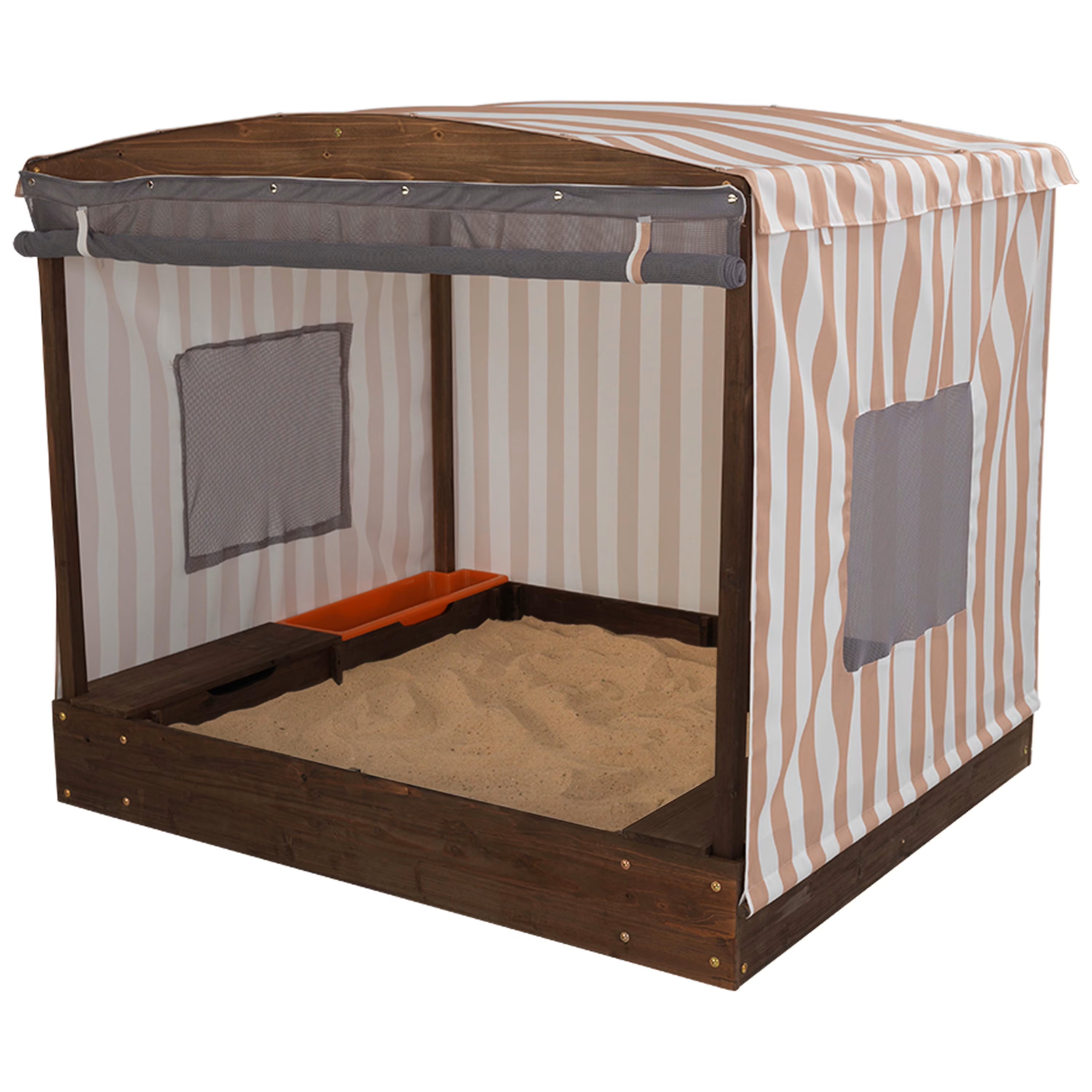 Kidkraft Cabana Sandbox Outdoor Wooden Sand Pit with Canopy Cover for Kids